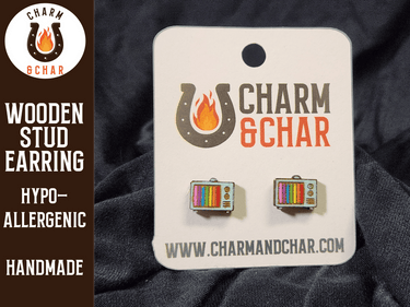 Retro TV Wood Stud Earrings - Lifestyle Fashion Earring - Stud Earring - Charm and Char